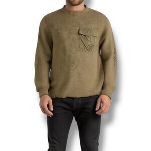 Ser.O.Ya Men's M Devin Wool Sweater Olive Green Distressed‎ Utilitarian Gorpcore